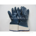 Blue Nitrile Fully Coated Jersey Liner Safety Cuff Work Glove (DCN308)